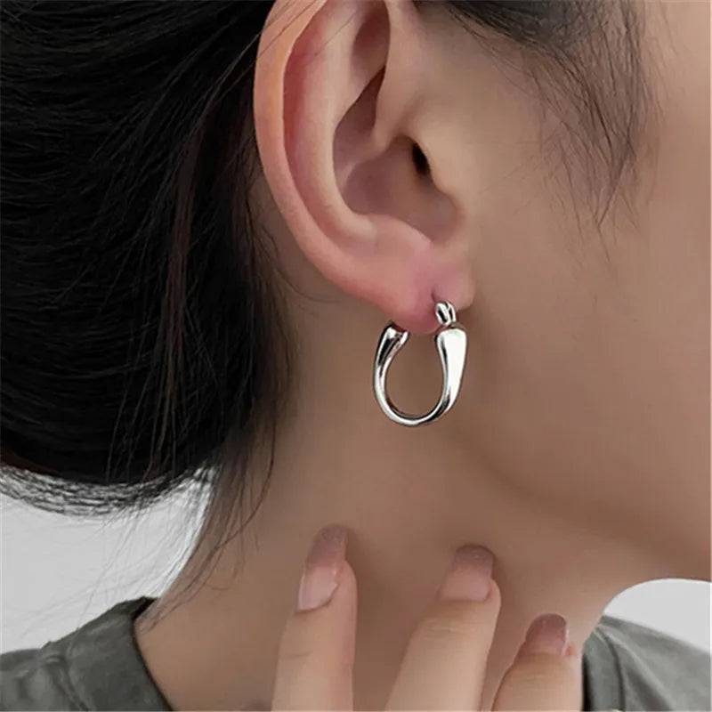 DAIIIBABYYY  -  New Minimalist Geometric Earrings For Women European American Style Personality Buckle Earrings Party Jewelry