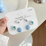 DAIIIBABYYY  -  Cute Funny Monster Eyes Stud Earrings Set Women Y2K Kpop Fashion C-Shape Earring Set Goth Jewelry brincos Accessories