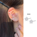 DAIIIBABYYY  -  4/5/6mm Mini Zircon Crystal Star Stud Earrings for Women Simple Cute Sleeping Without Wearing Teen Ear Pierced Jewelry Gifts