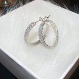 Daiiibabyyy  Silver Needle Zircon Leaf Geometric Circle Earrings European and American Fashion High-end Earring Daily Commuting Jewelry