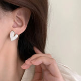 DAIIIBABYYY  -  Charm Pink Enamel Love Heart Stud Earrings for Women 2023 New Trendy White Oil Drips Dangle Earring Korea Jewelry Accessories