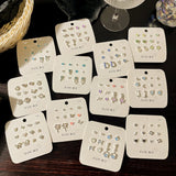 DAIIIBABYYY  -  Sweet Y2K Blue Aurora Rhinestone Heart Star Moon Stud Earrings Set Women Korean Fashion Butterfly Earring Jewelry Gift