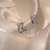 DAIIIBABYYY  -  New Double Asymmetric Earrings Set with Shiny Cubic Zirconia Stud Earrings Women's Fashion Elegant Jewellery Accessories