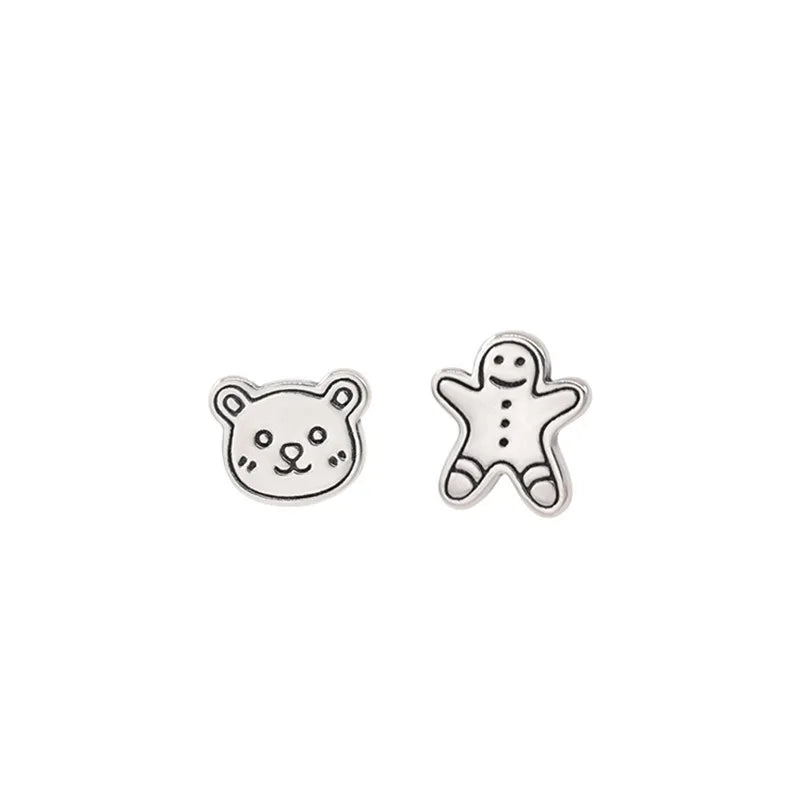 DAIIIBABYYY  -  New Arrival Trendy Cartoon Man & Bear Animal Needle Ladies Stud Earrings Anti Allergy For Women Christmas Gifts