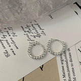 DAIIIBABYYY  -  Simple Silver Color Round Bead Heart-Shaped Circular Ear Buckle Fashion Small Versatile Earrings Women's Jewelry