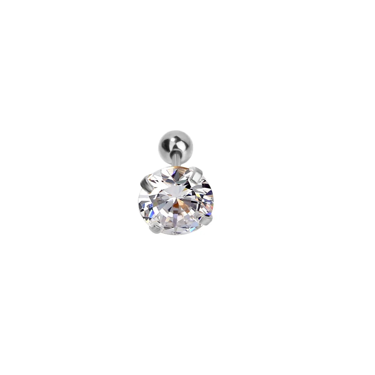 DAIIIBABYYY  -  1pc 3/4/5/6/7/8mm 3 Colors Punk Stainless Titanium Steel  Zircon Crystal Stud Earrings For Men Women Tragus Helix Body Piercing