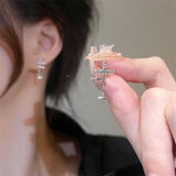 Daiiibabyyy Goth Y2K Cute Sweet Cool Crystal Zircon Cross Star Pendant Earrings for Women Men Punk Grunge Jewelry Accessories