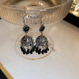 Daiiibabyyy  Black Crystal Butterfly Tassel Dangle Earrings For Women Silver Needle Long Drop Earrings Fashion Personality Jewelry