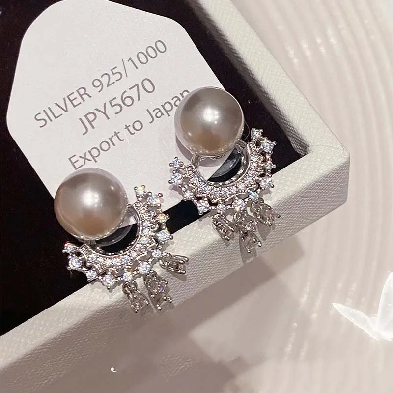 DAIIIBABYYY  -  Exquisite Pearl Crystal Tassel Drop Earrings for Women 2024 New Luxury Metal Geometric Temperament Earrings Aesthetic Jewelry