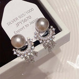 DAIIIBABYYY  -  Exquisite Pearl Crystal Tassel Drop Earrings for Women 2024 New Luxury Metal Geometric Temperament Earrings Aesthetic Jewelry