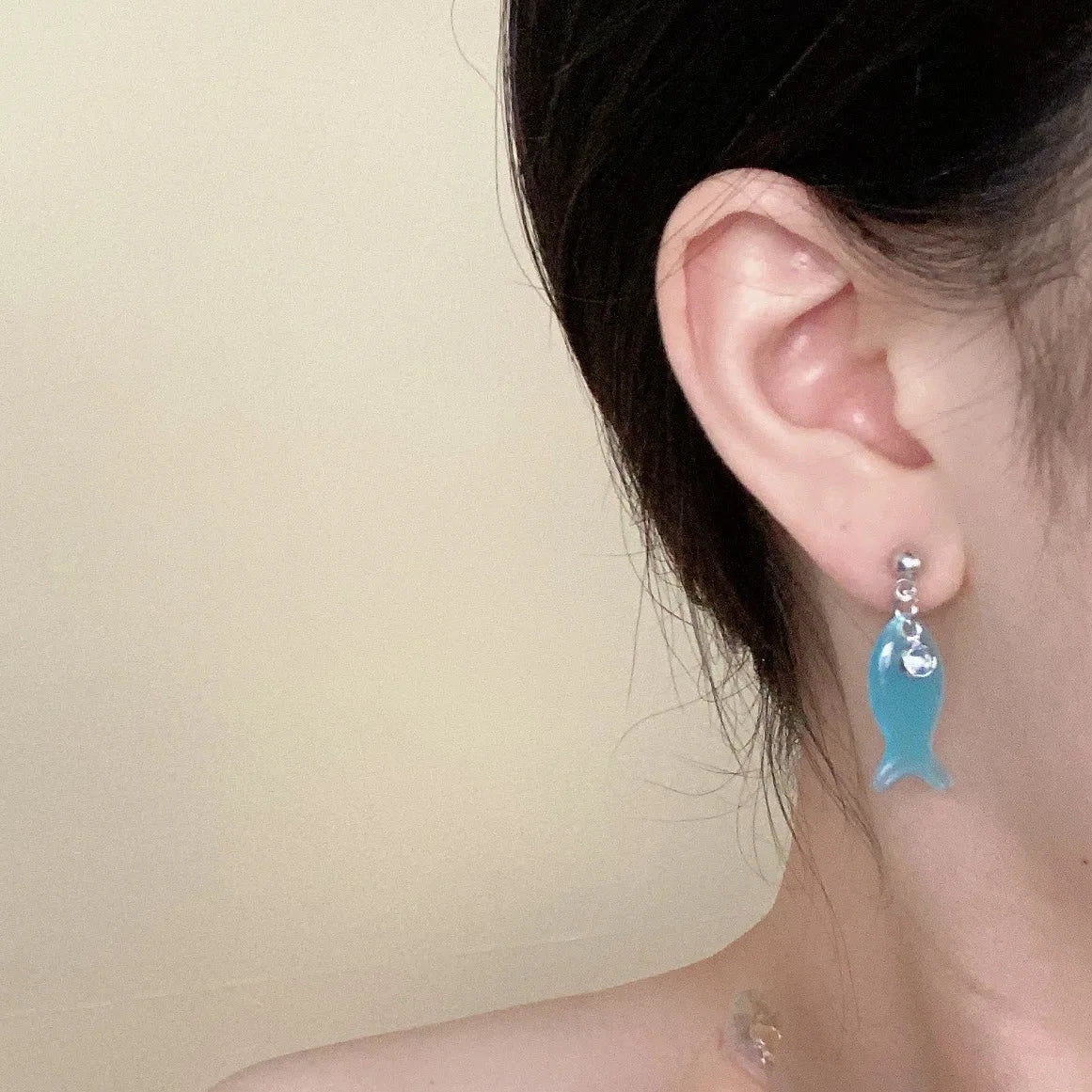Daiiibabyyy  Fashionable Summer Cute Fun Blue Small Fish Zircon Pendant Women's Beach Style Party Jewelry Earrings Gift