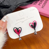 DAIIIBABYYY  -  Pink Glass Heart Butterfly Stud Earrings Set White Flower Korean Fashion Women Sweet Earring Jewelry Piercing brincos