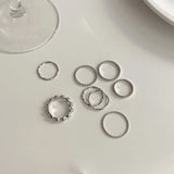 Daiiibabyyy 8Pcs Fashion Jewelry Rings Set Hot Selling Metal Hollow Round Opening Women Finger Ring for Girl Lady Party Wedding Gifts