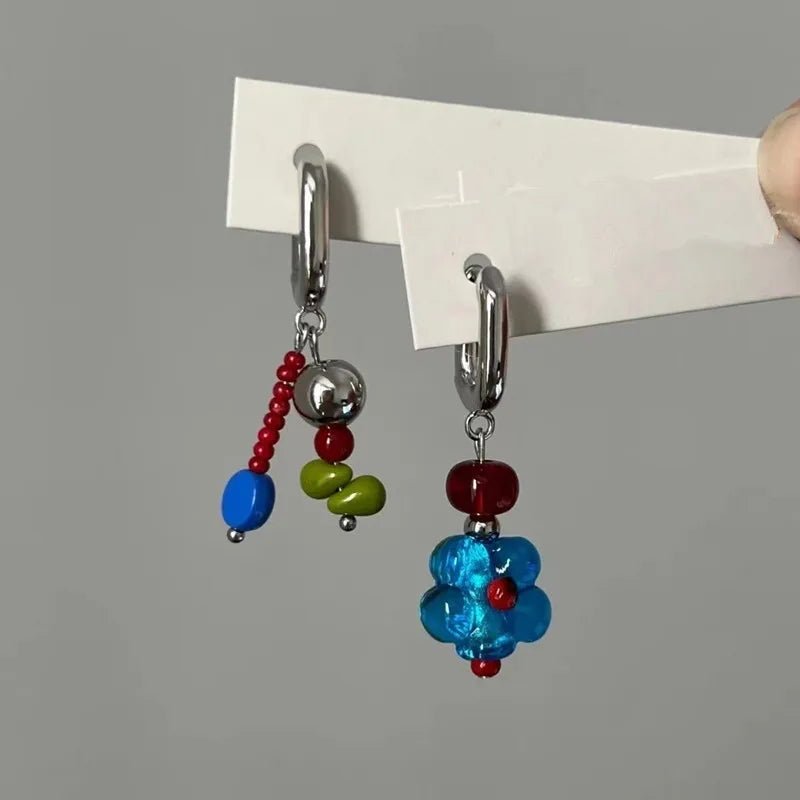 DAIIIBABYYY  -  Fashion Asymmetrical Metal Enamel Glaze Dog Drop Earrings For Women European American Style Earring Party Jewelry Gifts