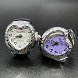 DAIIIBABYYY  -  Punk Fashion Heart Mini Quartz Watch Finger Rings Women Men Couples Clock Retro Elastic Strap Watches Ring Jewelry