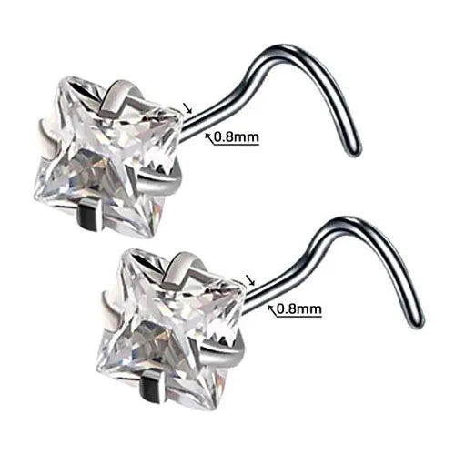 DAIIIBABYYY  -  2PC Fashion Stainless Steel Crystal Nose Septum Piercing Studs 20G Mini Nose Ring Earrings Studs Body Piering Jewelry for Women