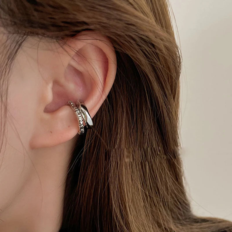Daiiibabyyy  Punk Irregular Geometric Ear Cuff Earrings for Women Non-Piercing Metal Ear Clip Earring Fake Cartilage Fashion Jewelry Party