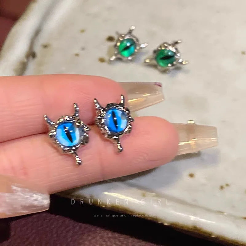 DAIIIBABYYY  -  Cute Green Blue Evil Monster Eyes Stud Earrings Women Kids Halloween Animal Rabbit Big Eyes Goth Cross Earring Jewelry