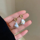 DAIIIBABYYY  -  New Arrival Korea Elegant Irregular Pearl Dangle Earrings For Women Fashion Simple Water Drop Jewelry Party Gifts