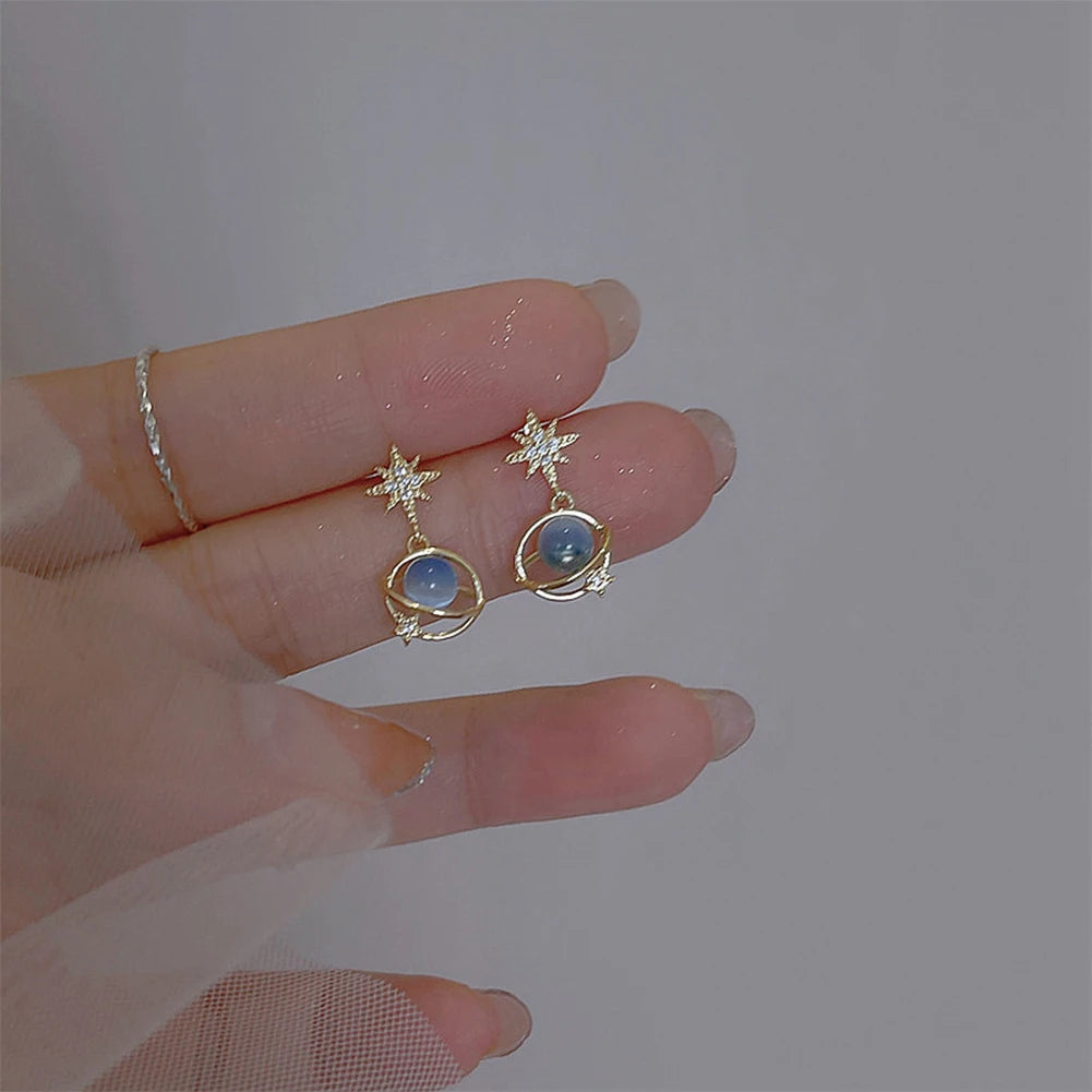DAIIIBABYYY  -  Fashion Cosmic Star River Earrings Blue Opal Niche Unique Planet Earrings Ear Studs Women Versatile Ear Jewelry