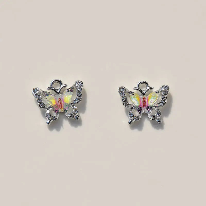 DAIIIBABYYY  -  2/5/10pcs Y2k Accessories Rhinestone Butterfly Heart Jewelry Pendant DIY Handmade Earrings Bracelet Necklace Pendant Material