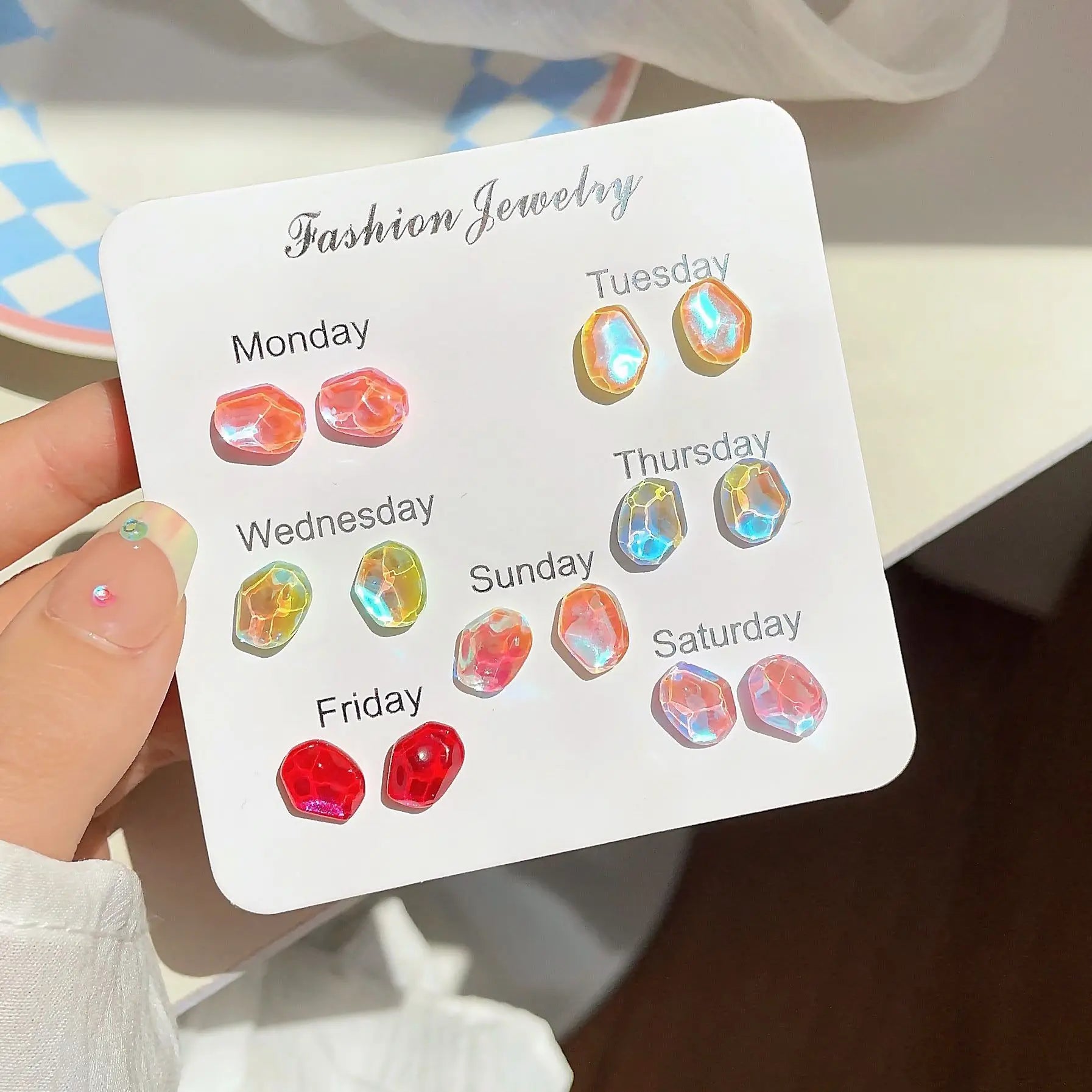 DAIIIBABYYY  -   Y2K Moonlight Stone Heart Butterfly Shape Stud Earring Set for Women Korean Fashion Girls Earrings Jewelry Gift