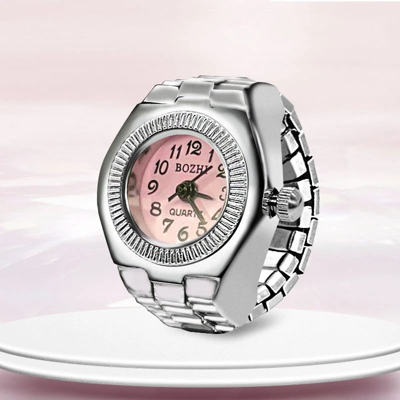 DAIIIBABYYY  -  Kids Cute Cartoon Number Watch Finger Rings Mini Clock Watches Elastic Strap Ring Women Men Funny anillos Jewelry Gift