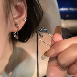 DAIIIBABYYY  -  New trend Pin Earrings Women's personality Fashion Metal earrings Cyberpunk men's and women's paper clips Jewelry accessories