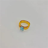 DAIIIBABYYY  -  New Colorful Transparent Acrylic Rhinestone Resin Ring Geometry Simple Rings for Women Girls Jewelry Party Gifts