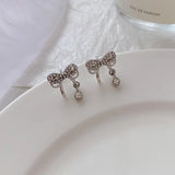 DAIIIBABYYY  -   Kpop Punk Silver Color Asymmetric Butterfly Pearl Stud Earrings Women Korean Fashion INS Cute Heart Geometric Earring