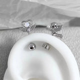 DAIIIBABYYY  -  One Piece Design Heart-shaped Love Wings Faux Fairy Wand Shape Earrings Women's New Trend Party Accessories Holiday Jewelry Gift