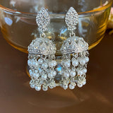 DAIIIBABYYY  -  Silver Needle Inlaid Rhinestones Pearl Tassel Ethnic Style High-end Retro New Chinese Style Personalized Earrings for Women