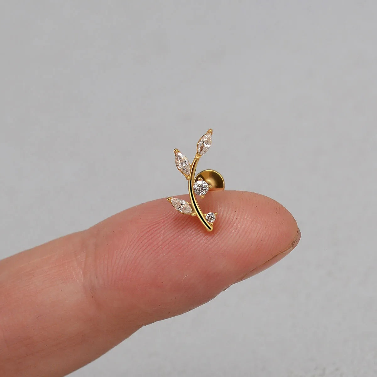 DAIIIBABYYY  -  1Piece Flower Moon Snake CZ Nose Hoop Butterfly Leaf Daith Conch Helix Stud Earrings Internal Thread Piercing Surgical Steel 16G