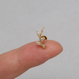 DAIIIBABYYY  -  1Piece Flower Moon Snake CZ Nose Hoop Butterfly Leaf Daith Conch Helix Stud Earrings Internal Thread Piercing Surgical Steel 16G