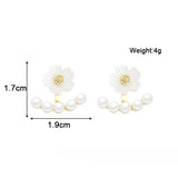 DAIIIBABYYY  -  Korean Version of The Fashion Imitation Pearl Flower Earrings Women Sweet Romantic Jewellery Holiday Party Exquisite Accessories