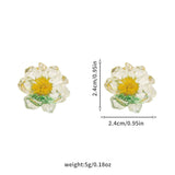 Daiiibabyyy  Dried Daisy Transparent Resin Stud Earrings for Women Exquisite Sweet Ear Studs Cute Daily Casual Versatile Jewelry Gifts 2025