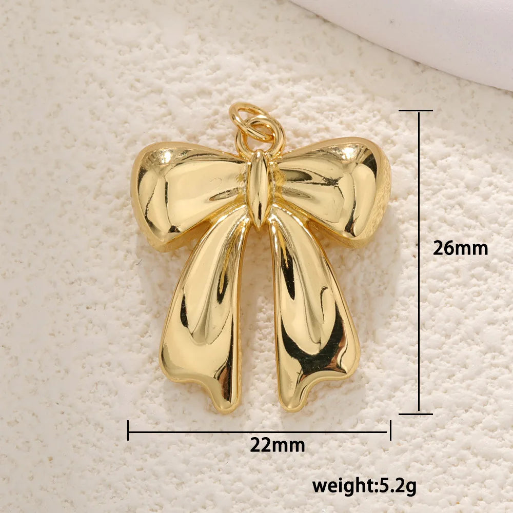 DAIIIBABYYY  -  1 piece Brass Material Cute Zircon Knot Bow Charms For Women DIY Pendant Earrings Bracelet Necklace Jewelry Wholesale