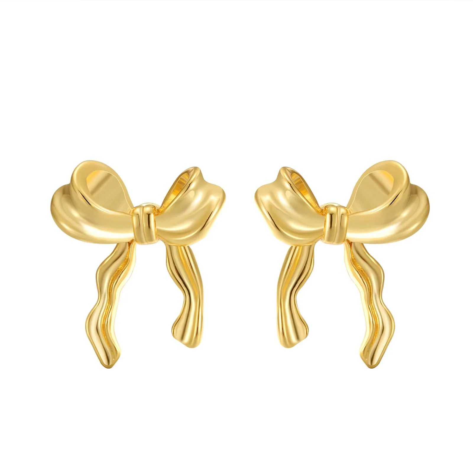 DAIIIBABYYY  -  Korean Fashion Ribbon Bow-knot Earrings for Women Cute Bow Metal Stud Earring Girls Charm Wedding Party Jewelry Gift