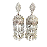 DAIIIBABYYY  -  Silver Needle Inlaid Rhinestones Pearl Tassel Ethnic Style High-end Retro New Chinese Style Personalized Earrings for Women