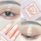 Daiiibabyyy 1PC Mashed Potatoes Green Pink Eyeshadow Palette Long Lasting Glitter Highlighter Silkworm Shiny Eyeshadow Eyes Makeup Cosmetics