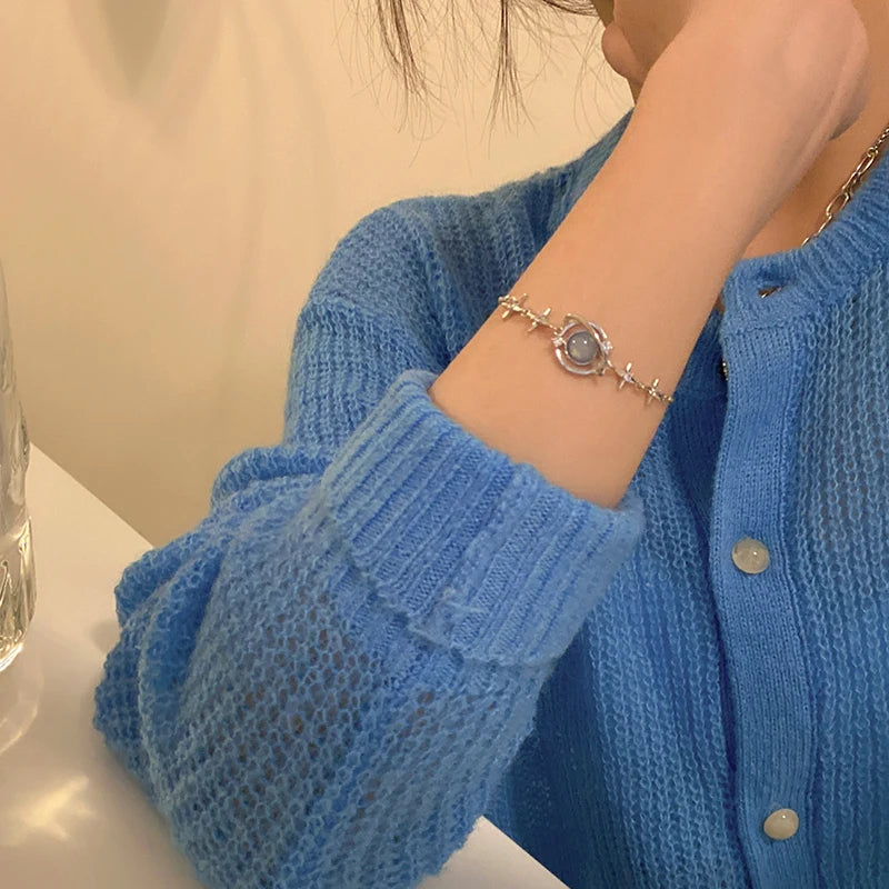 Daiiibabyyy Fashion Planet Bracelet for Women Charm Luxury Moonstone Crystal Stars Bracelet Girls Fine Jewelry Bracelet Women Jewelry Gift