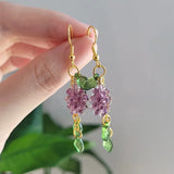 DAIIIBABYYY  -  Grape Vine Earrings Cute Small Fruit Lightweight Handmade