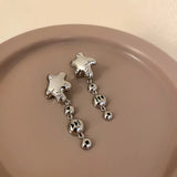 DAIIIBABYYY  -  Metal Mosaic Crystal Long Pentagram Earrings For Women Personality Geometric Stud Earrings Party Jewelry