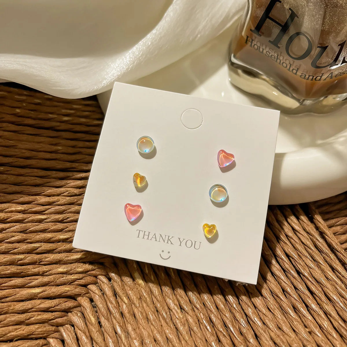 DAIIIBABYYY  -  Geometric Stud Earrings Set Women Laser Colorful Heart Round Butterfly Fish Tail Purple Earring Korean Fashion Jewelry