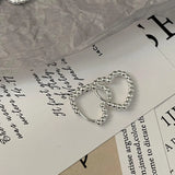DAIIIBABYYY  -  Simple Silver Color Round Bead Heart-Shaped Circular Ear Buckle Fashion Small Versatile Earrings Women's Jewelry