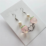 DAIIIBABYYY  -  Strawberries & Cream Earrings Handmade Jewelry Strawberry Earrings Cottagecore  Dollcore Dollette Coquette Fairycore Earrings