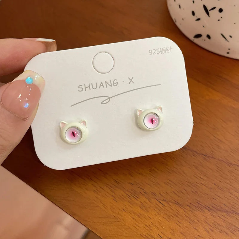 DAIIIBABYYY  -  Cute Green Blue Evil Monster Eyes Stud Earrings Women Kids Halloween Animal Rabbit Big Eyes Goth Cross Earring Jewelry