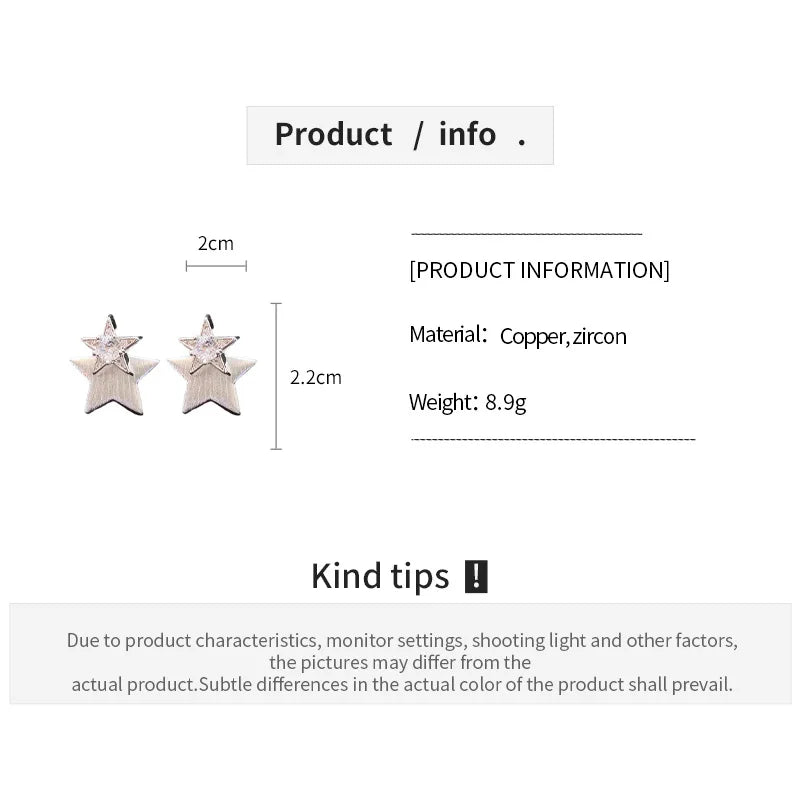 Daiiibabyyy  Korean Fashion Zircon Star Earrings for Women Sweet Personalized Stud Earring High-end Luxury Designer Jewelry Wholesale