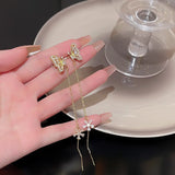 DAIIIBABYYY  -  New Arrival Shiny Crystal Butterfly Ear Cuff Clip Earrings For Women Fashion Tassel Chain Flower Stud Earrings Wedding Jewelry
