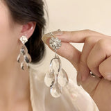 Daiiibabyyy Fashion Water Drop Glass Crystal Earrings For Women Elegant Temperament Wedding Party Jewelry Gift
